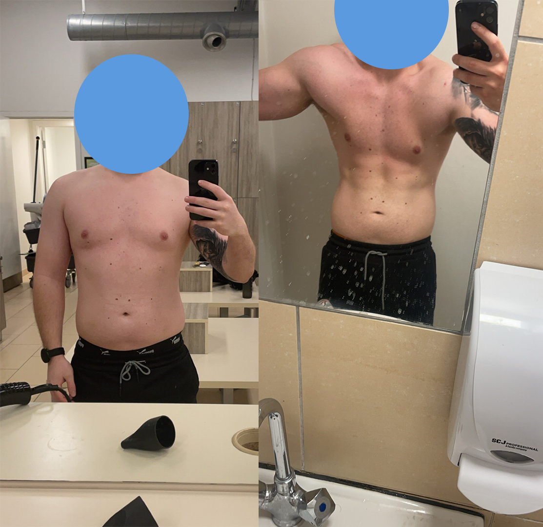 Før efter billeder fra Speitzer Fitness klient